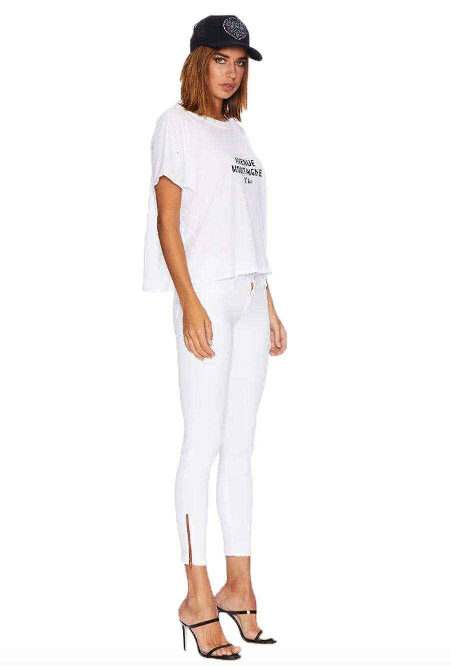 Etienne Marcel EM7010White Skinny Jeans Red Zip Cuff Size 24